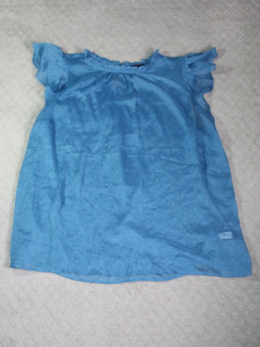 Torrid Size 1 / Women's 14 Teal w Metallic Thread Ruffle Sleeve Top